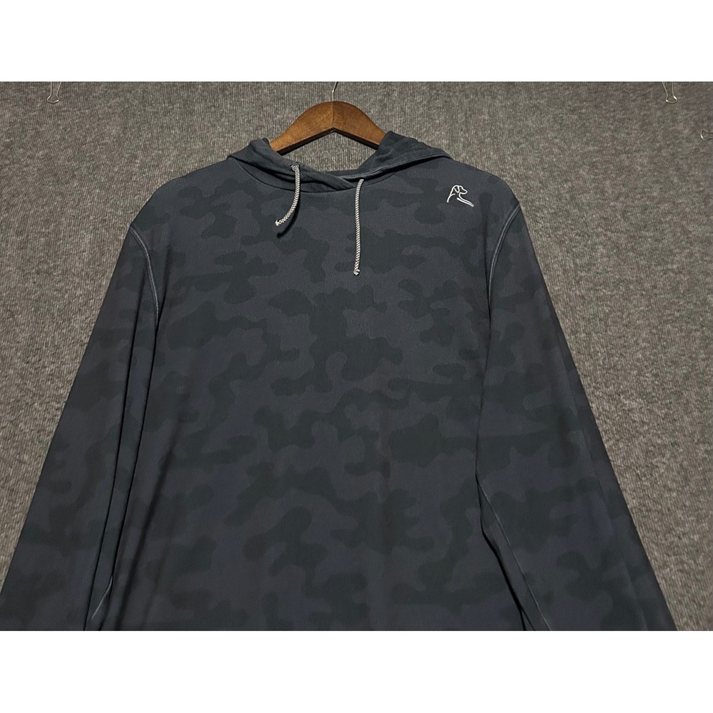 Rhoback hesi hoodie mens gray camo Large pullover performance stretch